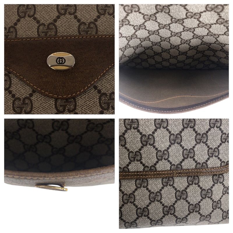 Gucci Vintage Sherry Line Beige Brown Gold Hardware Tote Bag Shoulder Bag