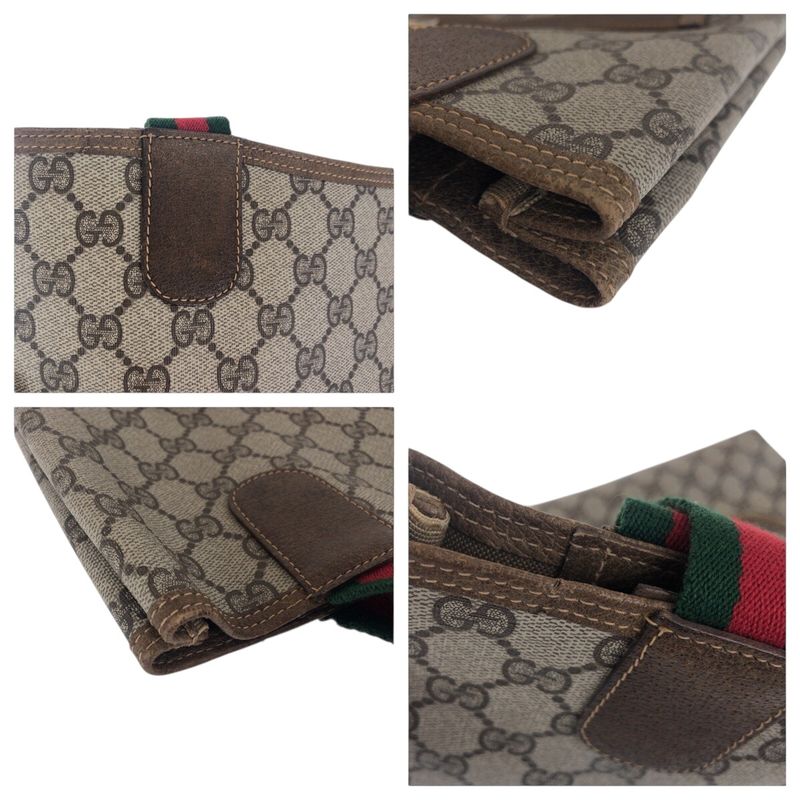 Gucci Vintage Sherry Line Beige Brown Gold Hardware Tote Bag Shoulder Bag