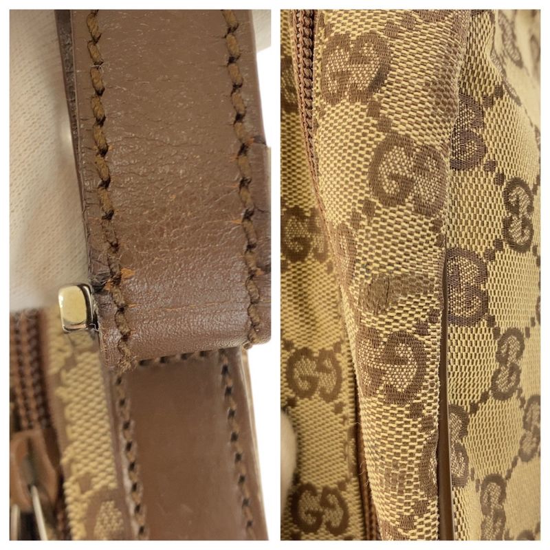 Gucci Beige Brown Silver Hardware GG Canvas Leather 018 1612 Shoulder Bag