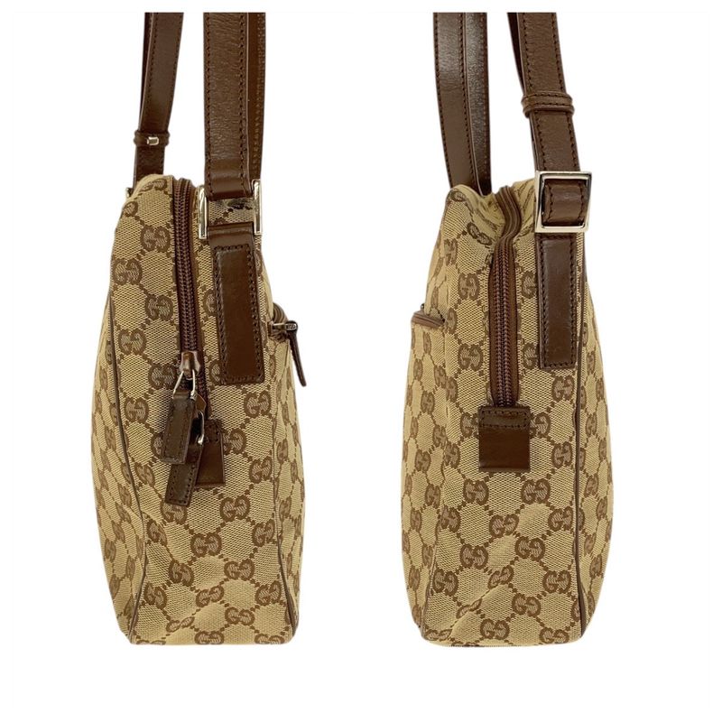 Gucci Beige Brown Silver Hardware GG Canvas Leather 018 1612 Shoulder Bag
