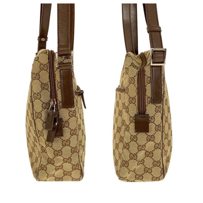 Gucci Beige Brown Silver Hardware GG Canvas Leather 018 1612 Shoulder Bag
