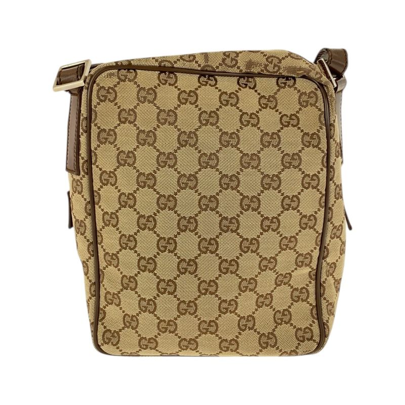 Gucci Beige Brown Silver Hardware GG Canvas Leather 018 1612 Shoulder Bag