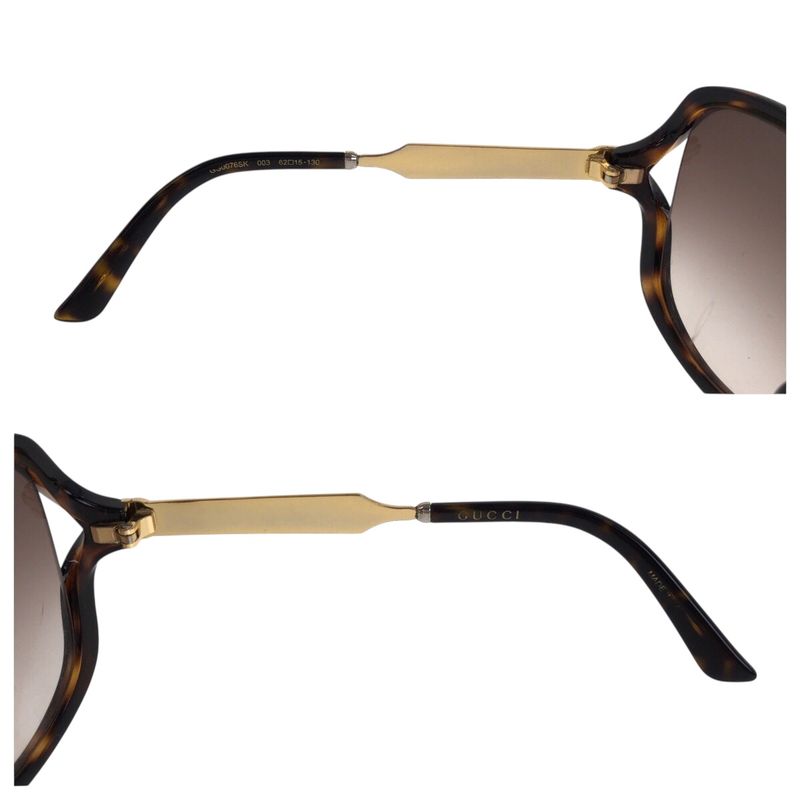 Gucci Marble Brown Gold Metal Plastic Gg0076sk 003 62□15 130 Sunglasses Ladies