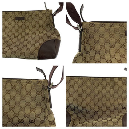 Gucci Brown Beige Silver Hardware GG Canvas 114273 Shoulder Bag Messenger Bag