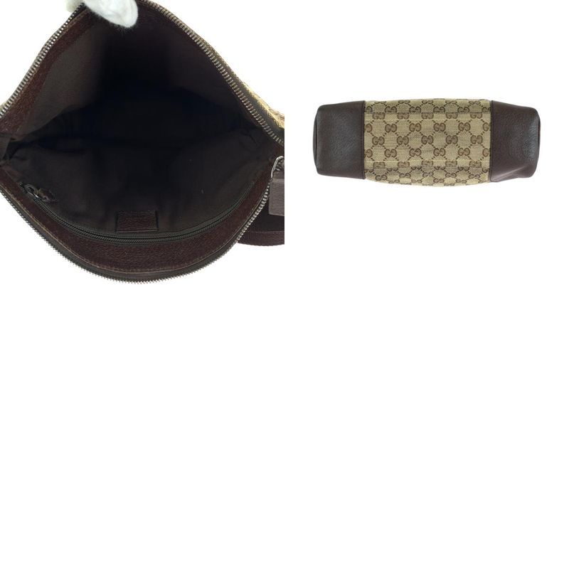 Gucci Brown Beige Silver Hardware GG Canvas 114273 Shoulder Bag Messenger Bag