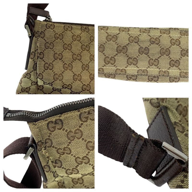 Gucci Brown Beige Silver Hardware GG Canvas 114273 Shoulder Bag Messenger Bag