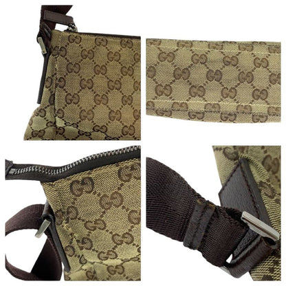 Gucci Brown Beige Silver Hardware GG Canvas 114273 Shoulder Bag Messenger Bag