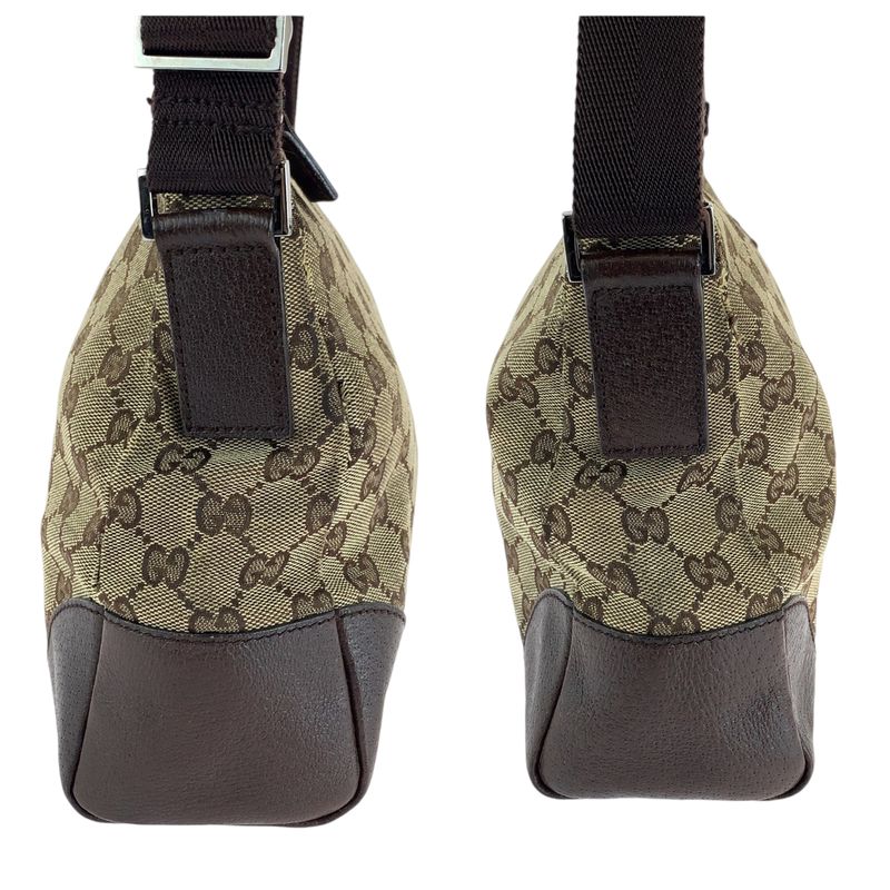 Gucci Brown Beige Silver Hardware GG Canvas 114273 Shoulder Bag Messenger Bag