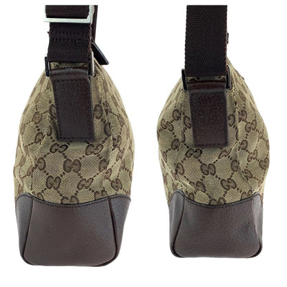 Gucci Brown Beige Silver Hardware GG Canvas 114273 Shoulder Bag Messenger Bag