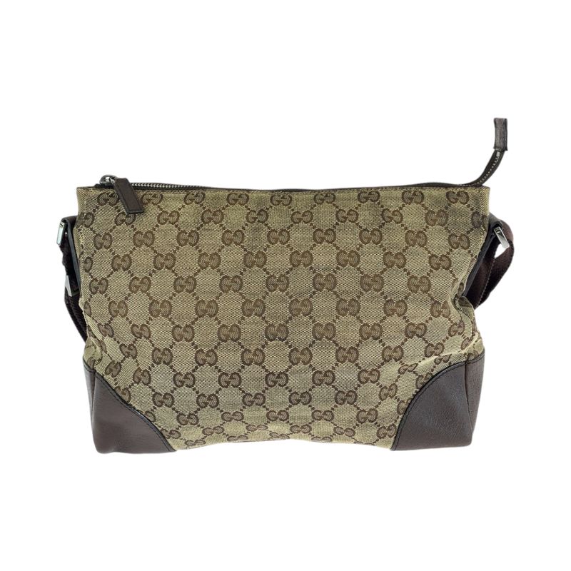 Gucci Brown Beige Silver Hardware GG Canvas 114273 Shoulder Bag Messenger Bag