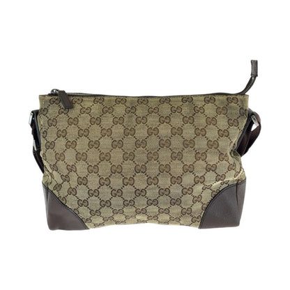 Gucci Brown Beige Silver Hardware GG Canvas 114273 Shoulder Bag Messenger Bag