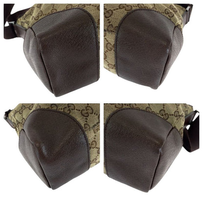 Gucci Brown Beige Silver Hardware GG Canvas 114273 Shoulder Bag Messenger Bag