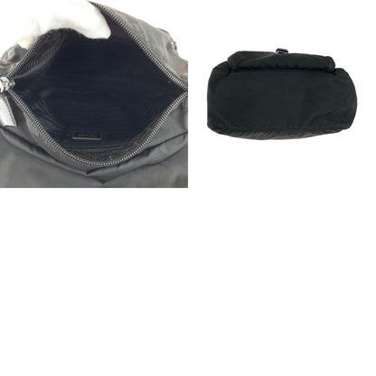 Prada Tessuto Triangle Logo Plate Black Silver Hardware Nylon Shoulder Bag