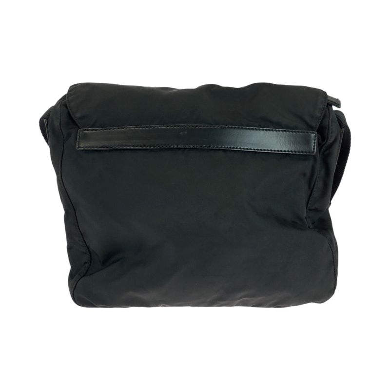 Prada Tessuto Triangle Logo Plate Black Silver Hardware Nylon Shoulder Bag