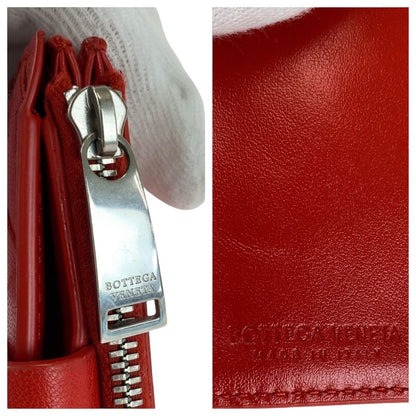 Bottega Veneta Bottega Veneta Maxi Intrecciato Red Silver Hardware Folding