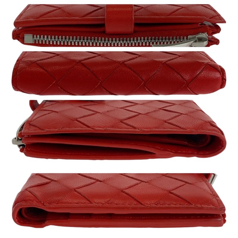 Bottega Veneta Bottega Veneta Maxi Intrecciato Red Silver Hardware Folding