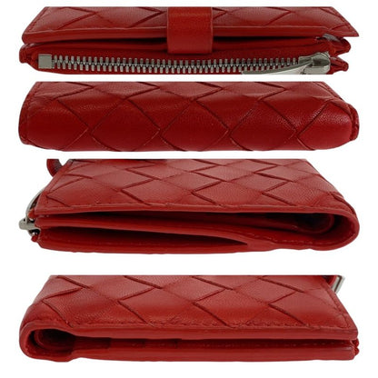 Bottega Veneta Bottega Veneta Maxi Intrecciato Red Silver Hardware Folding