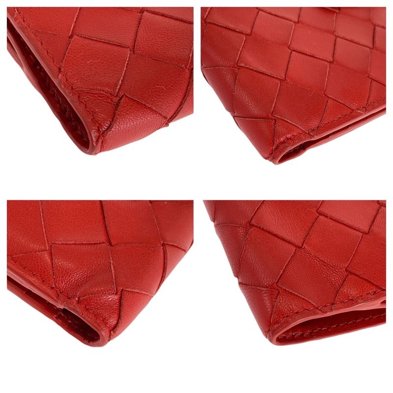 Bottega Veneta Bottega Veneta Maxi Intrecciato Red Silver Hardware Folding