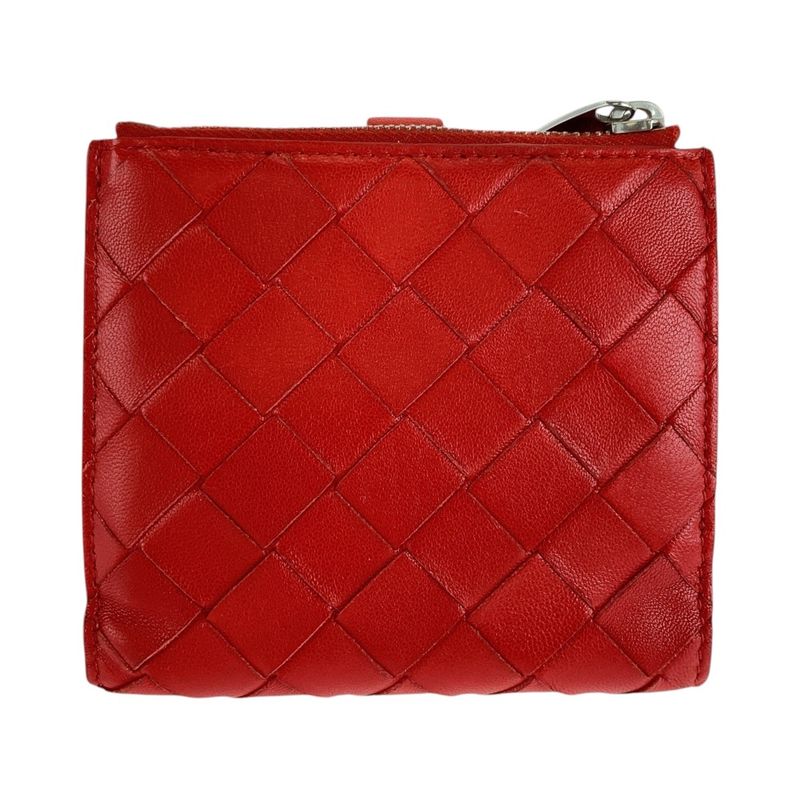 Bottega Veneta Bottega Veneta Maxi Intrecciato Red Silver Hardware Folding