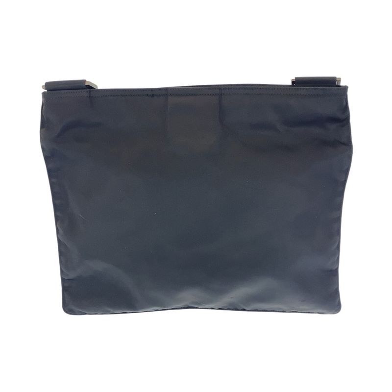 Prada Tessuto Triangle Logo Plate Black Silver Hardware Nylon Shoulder Bag