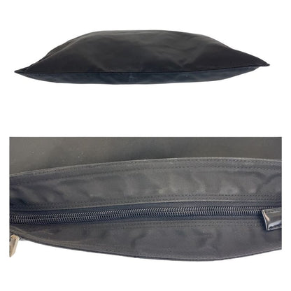 Prada Tessuto Triangle Logo Plate Black Silver Hardware Nylon Shoulder Bag