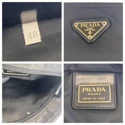 Prada Tessuto Triangle Logo Plate Black Silver Hardware Nylon Shoulder Bag