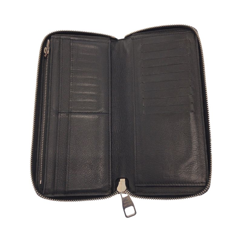 Louis Vuitton Zippy Wallet Vertical Black M58412 Long Wallet Round Zipper Men's