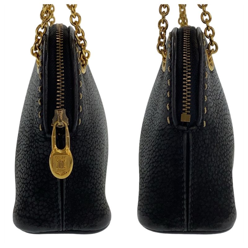 Celine Vintage Triomphe Black Leather Mini Shoulder Bag Accessory Pouch