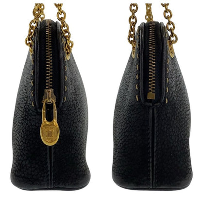 Celine Vintage Triomphe Black Leather Mini Shoulder Bag Accessory Pouch