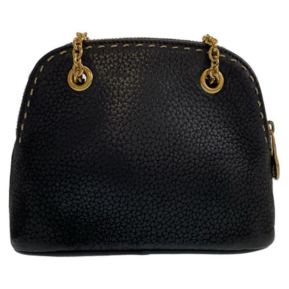 Celine Vintage Triomphe Black Leather Mini Shoulder Bag Accessory Pouch