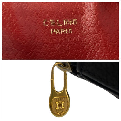 Celine Vintage Triomphe Black Leather Mini Shoulder Bag Accessory Pouch