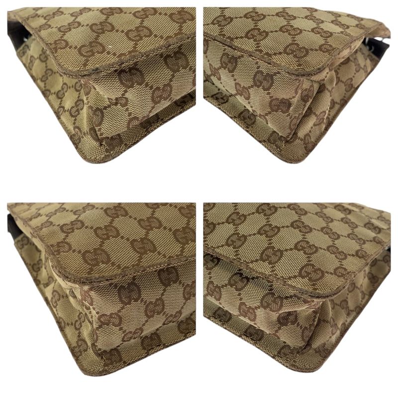 Gucci Brown Silver Hardware GG Canvas 120841 Shoulder Bag Pochette Women's