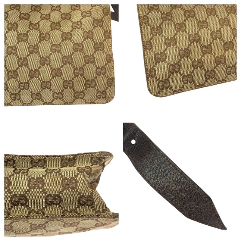 Gucci Brown Silver Hardware GG Canvas 120841 Shoulder Bag Pochette Women's