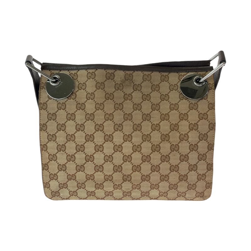 Gucci Brown Silver Hardware GG Canvas 120841 Shoulder Bag Pochette Women's