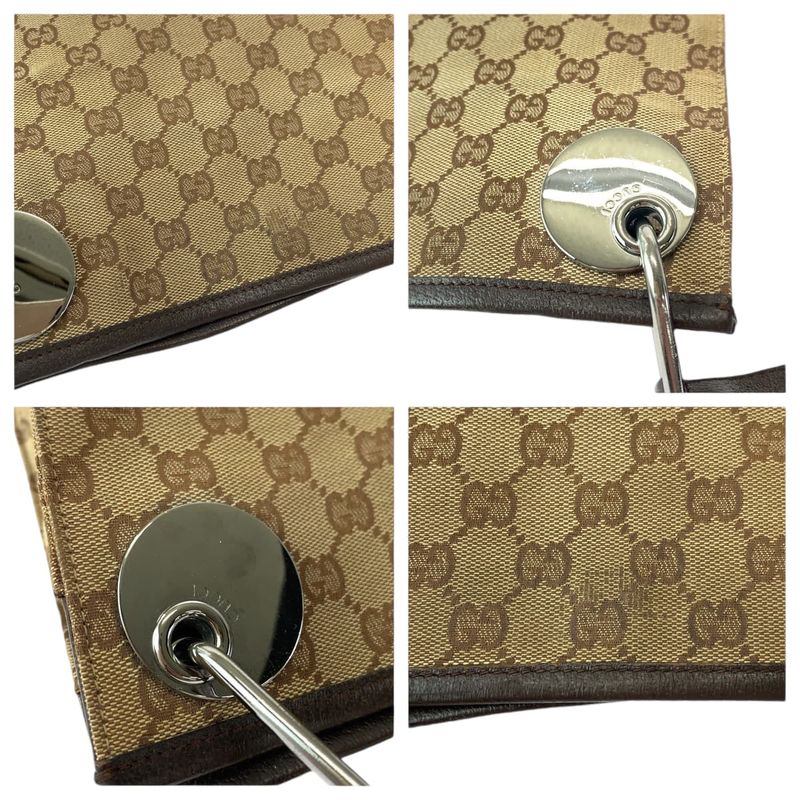 Gucci Brown Silver Hardware GG Canvas 120841 Shoulder Bag Pochette Women's