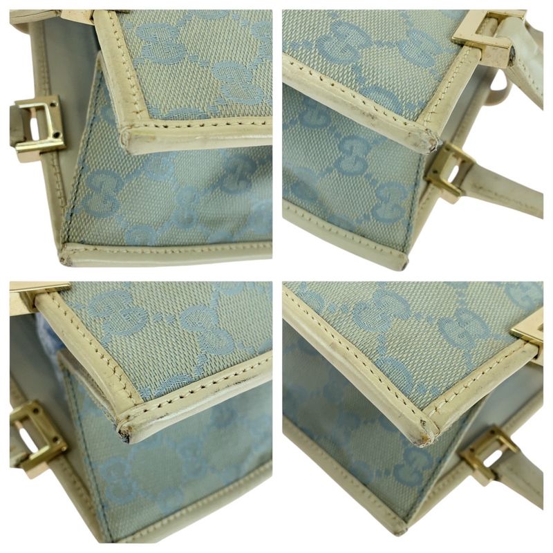 Gucci Jackie Light Blue Gold Hardware GG Canvas 002 5065 Tote Bag Handbag