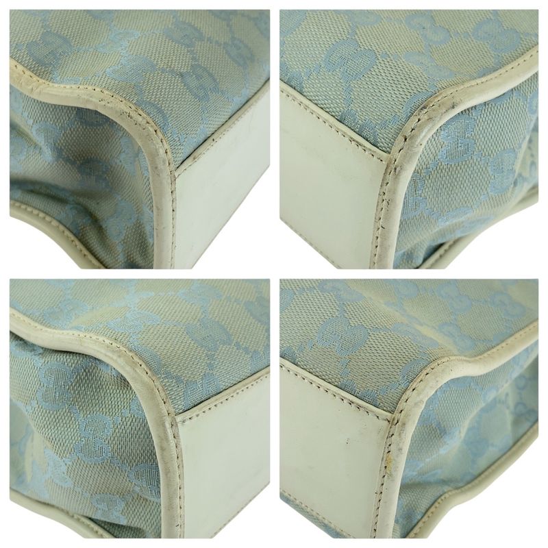 Gucci Jackie Light Blue Gold Hardware GG Canvas 002 5065 Tote Bag Handbag