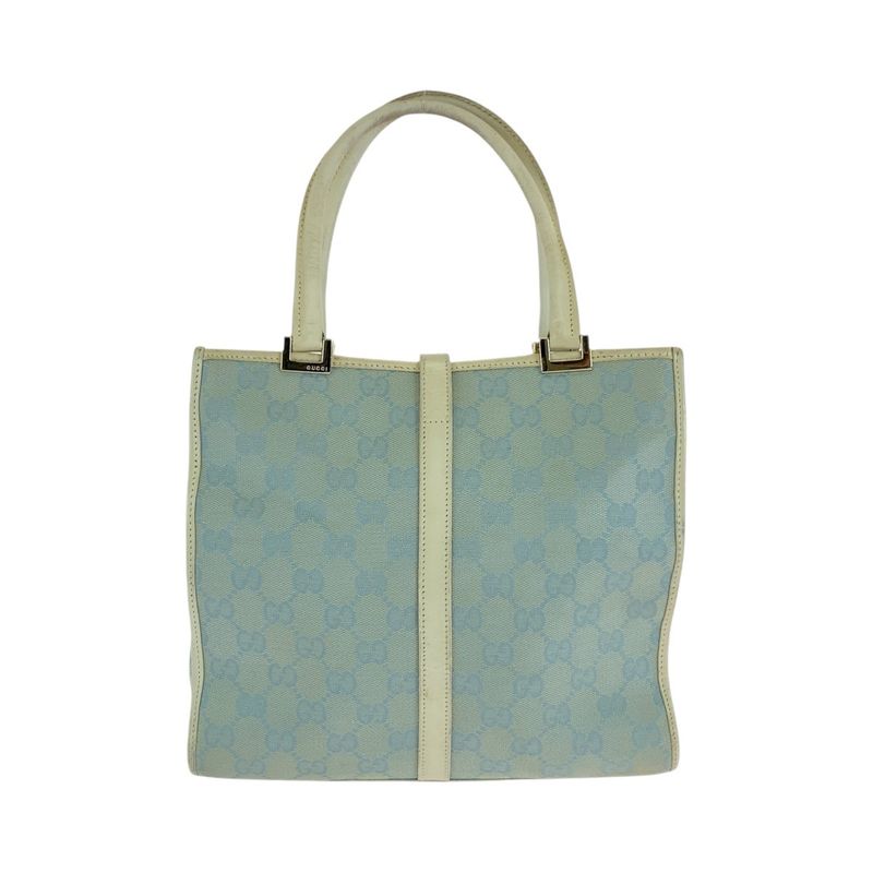 Gucci Jackie Light Blue Gold Hardware GG Canvas 002 5065 Tote Bag Handbag