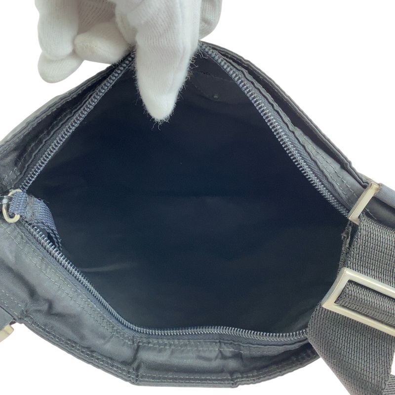 Prada Tessuto Triangle Logo Plate Black Silver Hardware Nylon Shoulder Bag