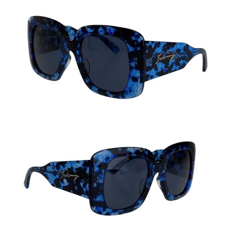 Balenciaga Square Full Rim Blue Marble Silver Hardware Bb0119s 003 53□23 140