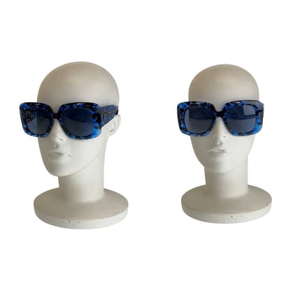 Balenciaga Square Full Rim Blue Marble Silver Hardware Bb0119s 003 53□23 140