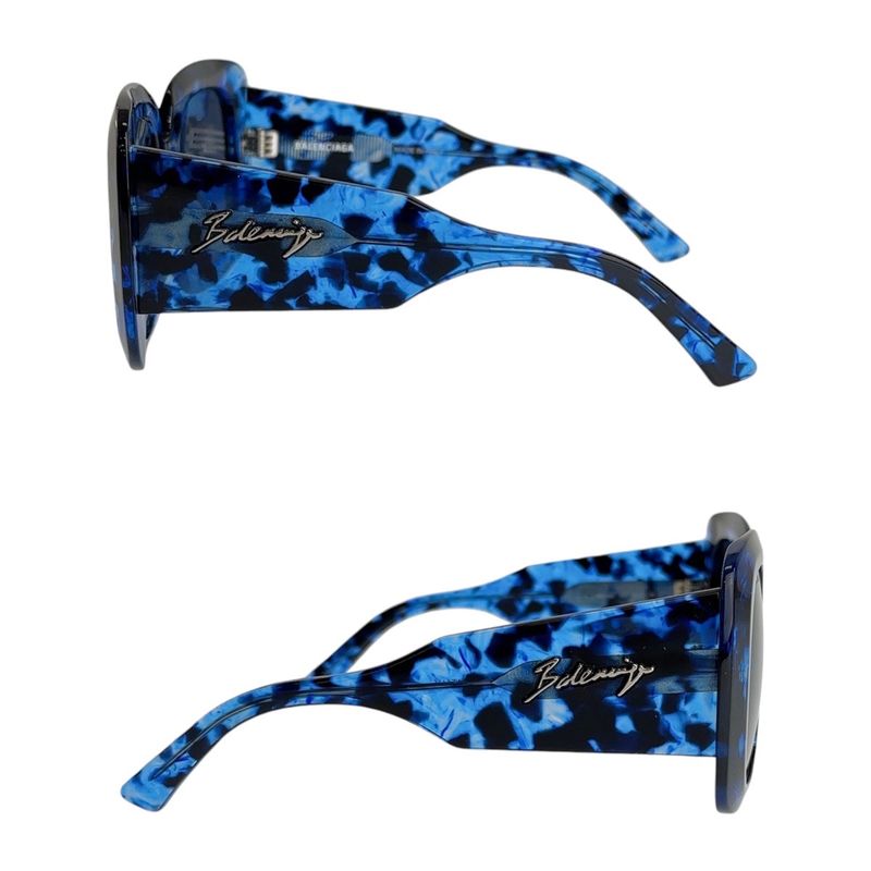 Balenciaga Square Full Rim Blue Marble Silver Hardware Bb0119s 003 53□23 140