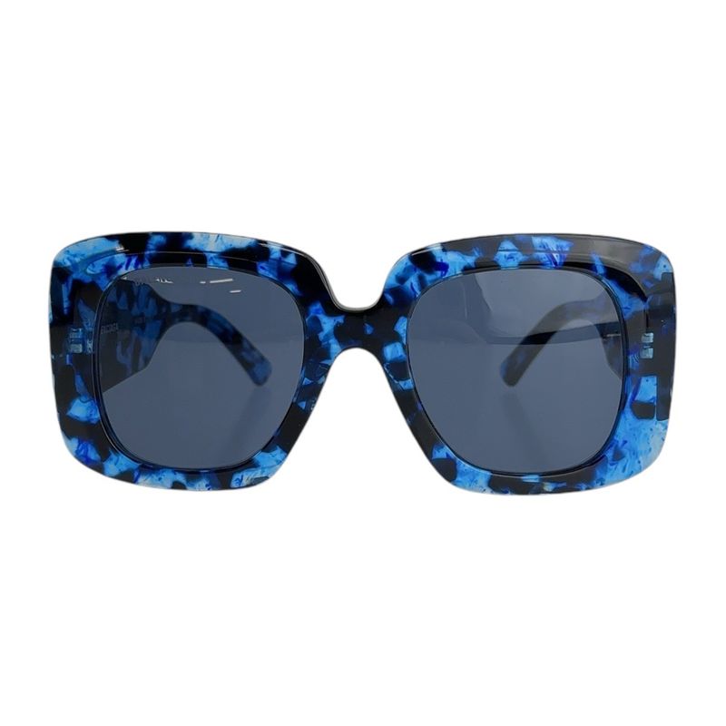 Balenciaga Square Full Rim Blue Marble Silver Hardware Bb0119s 003 53□23 140