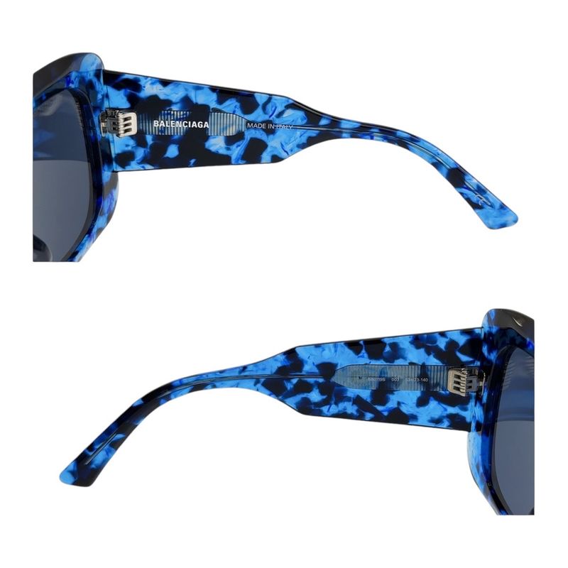 Balenciaga Square Full Rim Blue Marble Silver Hardware Bb0119s 003 53□23 140