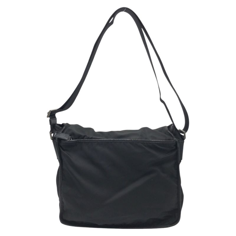 Prada Tessuto Triangle Logo Black Nylon Shoulder Bag Messenger Bag Unisex Men's