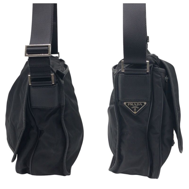 Prada Tessuto Triangle Logo Black Nylon Shoulder Bag Messenger Bag Unisex Men's