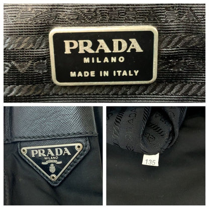 Prada Tessuto Triangle Logo Plate Black Silver Hardware V166 Shoulder Bag