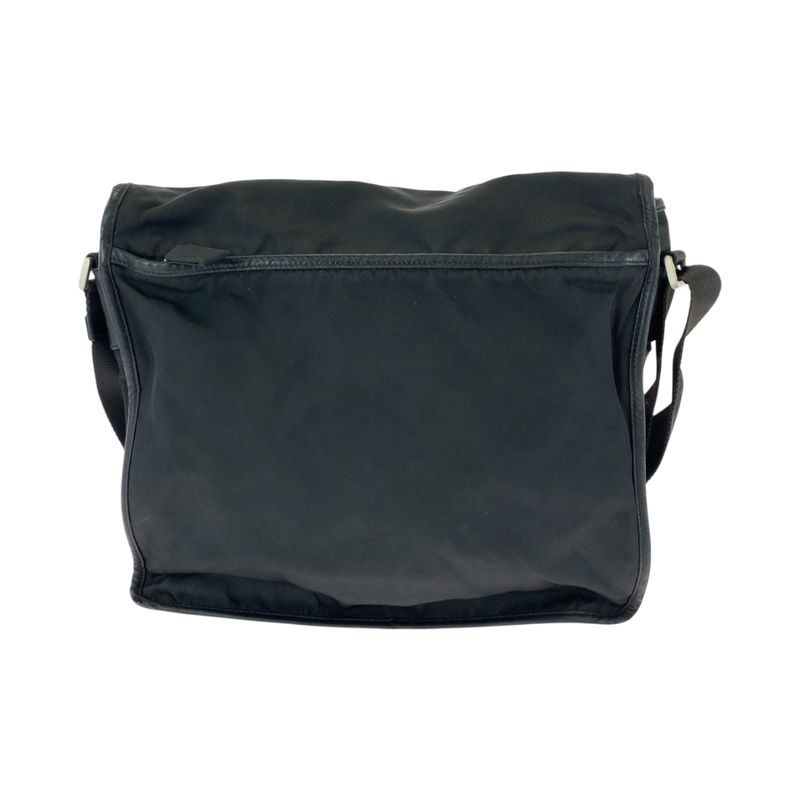 Prada Tessuto Triangle Logo Plate Black Silver Hardware V166 Shoulder Bag