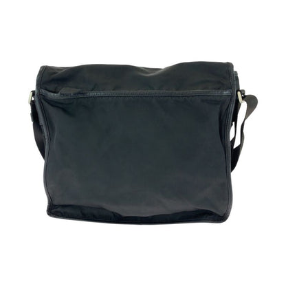 Prada Tessuto Triangle Logo Plate Black Silver Hardware V166 Shoulder Bag