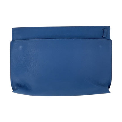 Loewe T Pouch Blue White Silver Hardware Leather Clutch Bag Second Bag Ladies